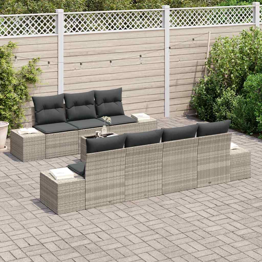Garten-Sofa-Set 8 pcs Hellgrau und Dunkelgrau 55 x 55 x 37 cm